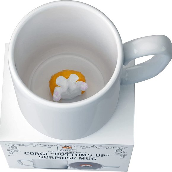 NEW Corgi Palace Corgi Bottoms Up Surprise Mug White 13 oz Coffee Tea Gifting - Picture 2 of 11